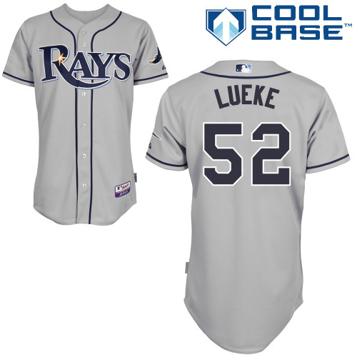 Josh Lueke #52 MLB Jersey-Tampa Bay Rays Men's Authentic Road Gray Cool Base Baseball Jersey